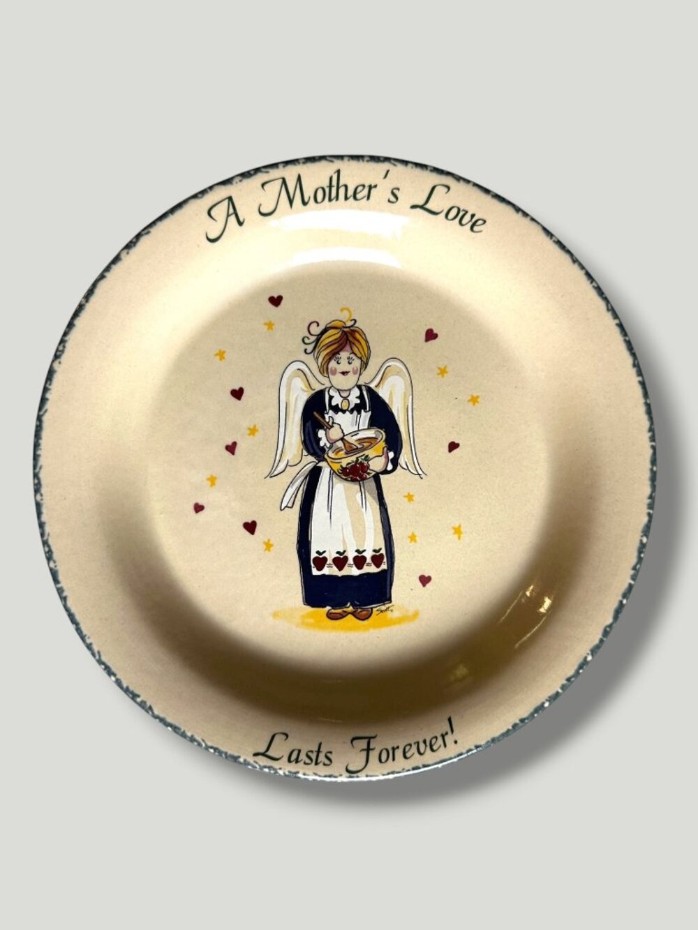A Mothers Love Angel Plate By Home & Garden Party 2001 Handmade Ceramic 10” Roun